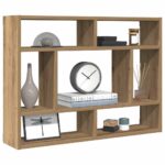 vidaXL Nástenná polica, dubový drevený remeselník, 75x16x55 cm, imitácia dreva – Obrázok 4