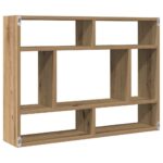 vidaXL Nástenná polica, dubový drevený remeselník, 75x16x55 cm, imitácia dreva – Obrázok 7