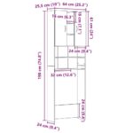 vidaXL Skrinka na práčku, čierny dub, 64x25,5x190 cm – Obrázok 11
