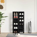 vidaXL Skrinky na topánky 2 ks, čierny dub 25x27x102 cm, umelé drevo – Obrázok 3