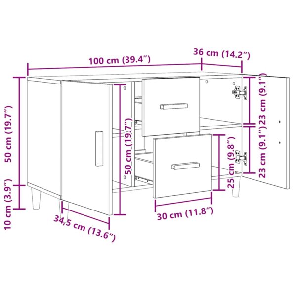 vidaXL Komoda, čierny dub 100x36x60 cm, imitácia dreva – Obrázok 11