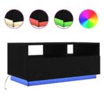 vidaXL Konferenčný stolík s LED svetlami, čierny dub 90x49x40 cm – Obrázok 2