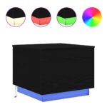 vidaXL Konferenčný stolík s LED svetlami, čierny dub 50x50x40 cm – Obrázok 2