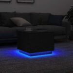vidaXL Konferenčný stolík s LED svetlami, čierny dub 50x50x40 cm – Obrázok 5