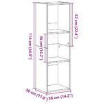 vidaXL Knižnica, čierny dub, 36x30x114 cm, imitácia dreva – Obrázok 10