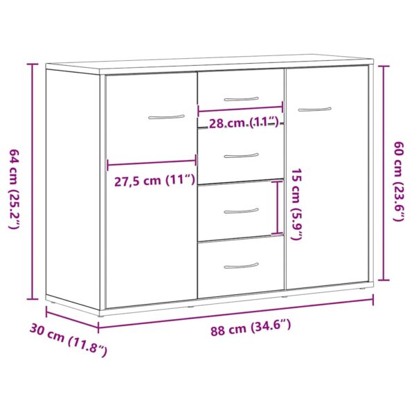 vidaXL Komoda čierna dub 88x30x64 cm, imitácia dreva – Obrázok 13
