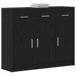 vidaXL Komoda, čierny dub, 91x28x75 cm, imitácia dreva – Obrázok 4