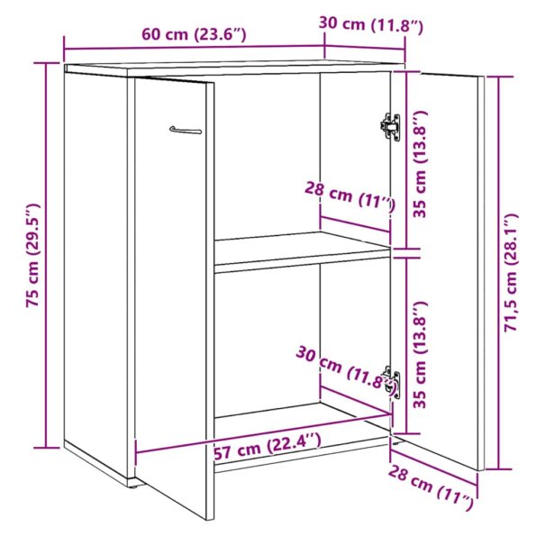 vidaXL Komoda, čierny dub, 60x30x75 cm, imitácia dreva – Obrázok 12
