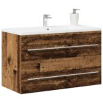 vidaXL Kúpeľňová skrinka pod umývadlo, staré drevo, 80x38,5x48 cm, umelé drevo – Obrázok 4