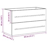 vidaXL Kúpeľňová skrinka pod umývadlo, dubový drevený remeselník, 80x38,5x48 cm, imitácia dreva – Obrázok 12