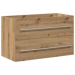 vidaXL Kúpeľňová skrinka pod umývadlo, dubový drevený remeselník, 80x38,5x48 cm, imitácia dreva – Obrázok 2