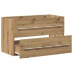 vidaXL Kúpeľňová skrinka pod umývadlo, dubový drevený remeselník, 80x38,5x48 cm, imitácia dreva – Obrázok 5
