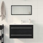 vidaXL Skrinka pod umývadlo, čierny dub, 80x38,5x48 cm, umelé drevo – Obrázok 3