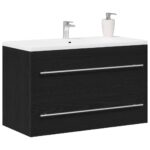 vidaXL Skrinka pod umývadlo, čierny dub, 80x38,5x48 cm, umelé drevo – Obrázok 4