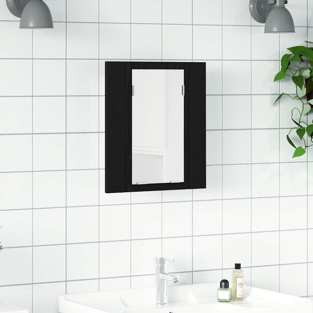 862549_1.jpg vidaXL LED kúpeľňová zrkadlová skrinka, čierny dub 40x12x45 cm, imitácia dreva – Obrázok 1