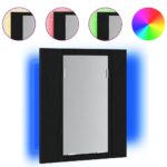 vidaXL LED kúpeľňová zrkadlová skrinka, čierny dub 40x12x45 cm, imitácia dreva – Obrázok 2