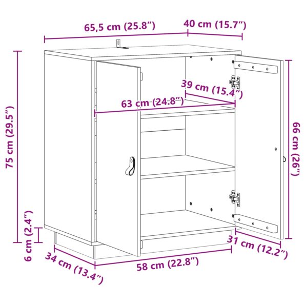 vidaXL Servírovacia skriňa Vosková Hnedá 65,5 x 40 x 75 cm – Obrázok 9