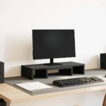 vidaXL Nastaviteľný stojan na monitor, čierny dub, 60x24x10,5 cm, umelé drevo