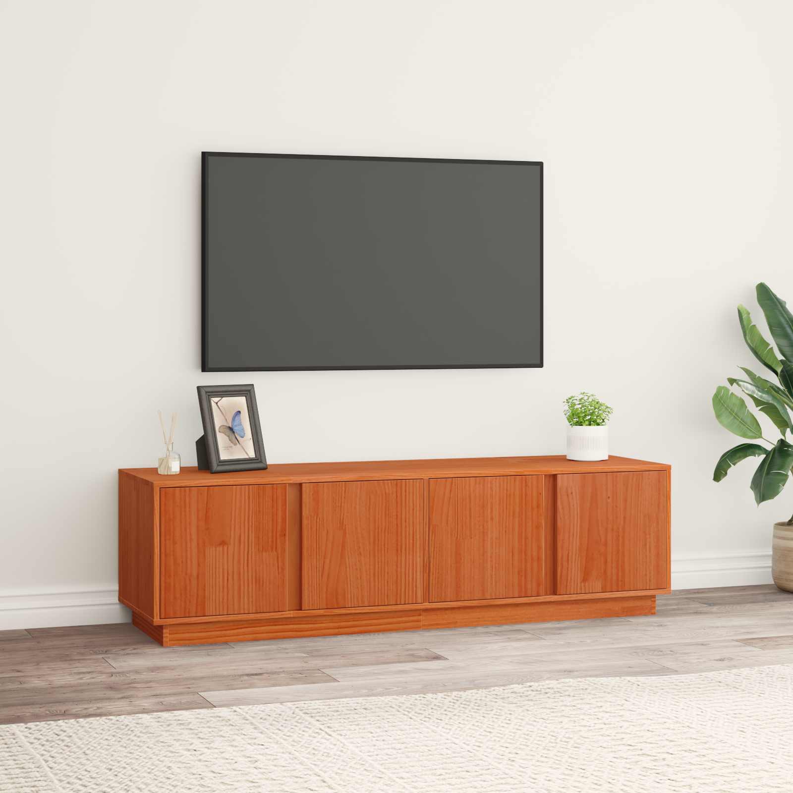 870000_1.jpg vidaXL TV skrinka Vosková Hnedá 140 x 40 x 40 cm Masívna borovica – Obrázok 1
