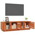 vidaXL TV skrinka Vosková Hnedá 140 x 40 x 40 cm Masívna borovica – Obrázok 4