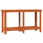 vidaXL Pracovný stôl Vosková Hnedá 140 x 50 x 80 cm Masívna borovica – Obrázok 2