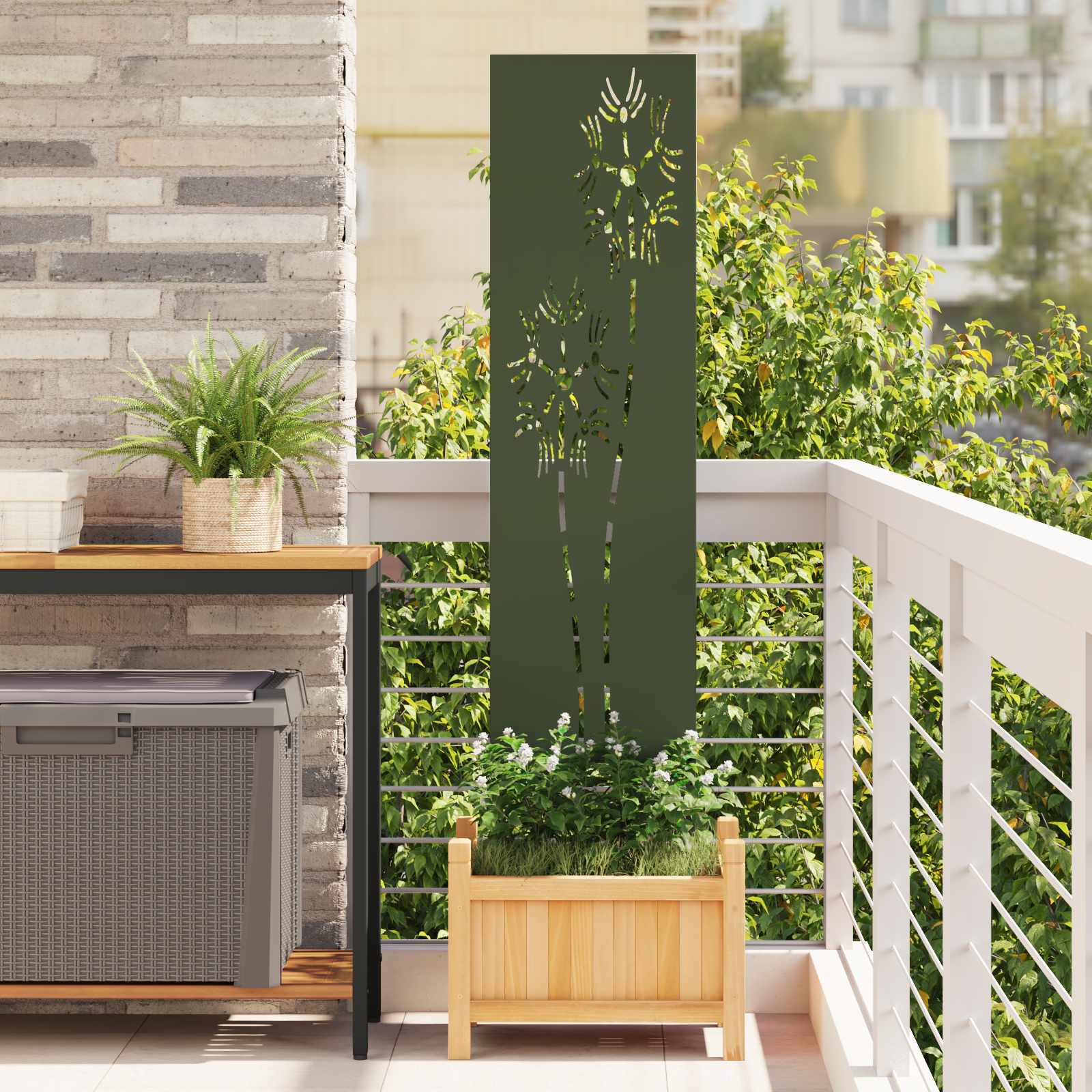 876213_1.jpg vidaXL Záhradná clona na súkromie Rezací Olivovo zelená 32 x 140 cm – Obrázok 1