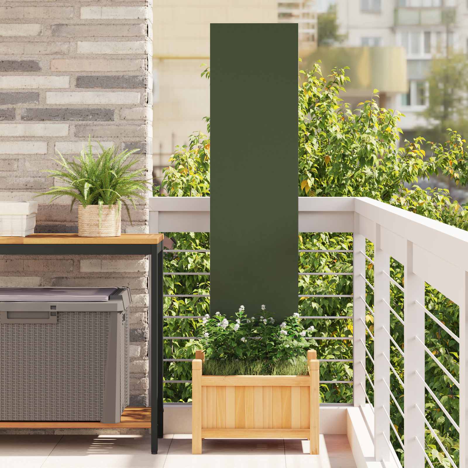 876220_1.jpg vidaXL Záhradná clona na súkromie Rezací Olivovo zelená 32 x 140 cm – Obrázok 1