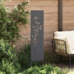 vidaXL Záhradná clona na súkromie Kvetinový Antracit 32 x 140 cm – Obrázok 3