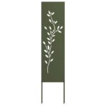 vidaXL Záhradná clona na súkromie Kvetinový Olivovo zelená 32 x 140 cm – Obrázok 2