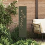 vidaXL Záhradná clona na súkromie Kvetinový Olivovo zelená 32 x 140 cm – Obrázok 3