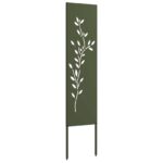 vidaXL Záhradná clona na súkromie Kvetinový Olivovo zelená 32 x 140 cm – Obrázok 4