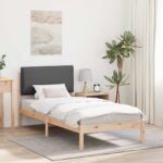 vidaXL Rám postele s čalúneným čelom Hnedá a tmavošedá 90 x 200 cm