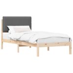vidaXL Rám postele s čalúneným čelom Hnedá a tmavošedá 90 x 200 cm – Obrázok 2