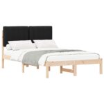 vidaXL Rám postele s čalúneným čelom Prírodná a čierna 120 x 200 cm – Obrázok 2