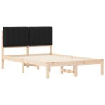 vidaXL Rám postele s čalúneným čelom Prírodná a čierna 120 x 200 cm – Obrázok 4