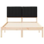 vidaXL Rám postele s čalúneným čelom Prírodná a čierna 120 x 200 cm – Obrázok 5
