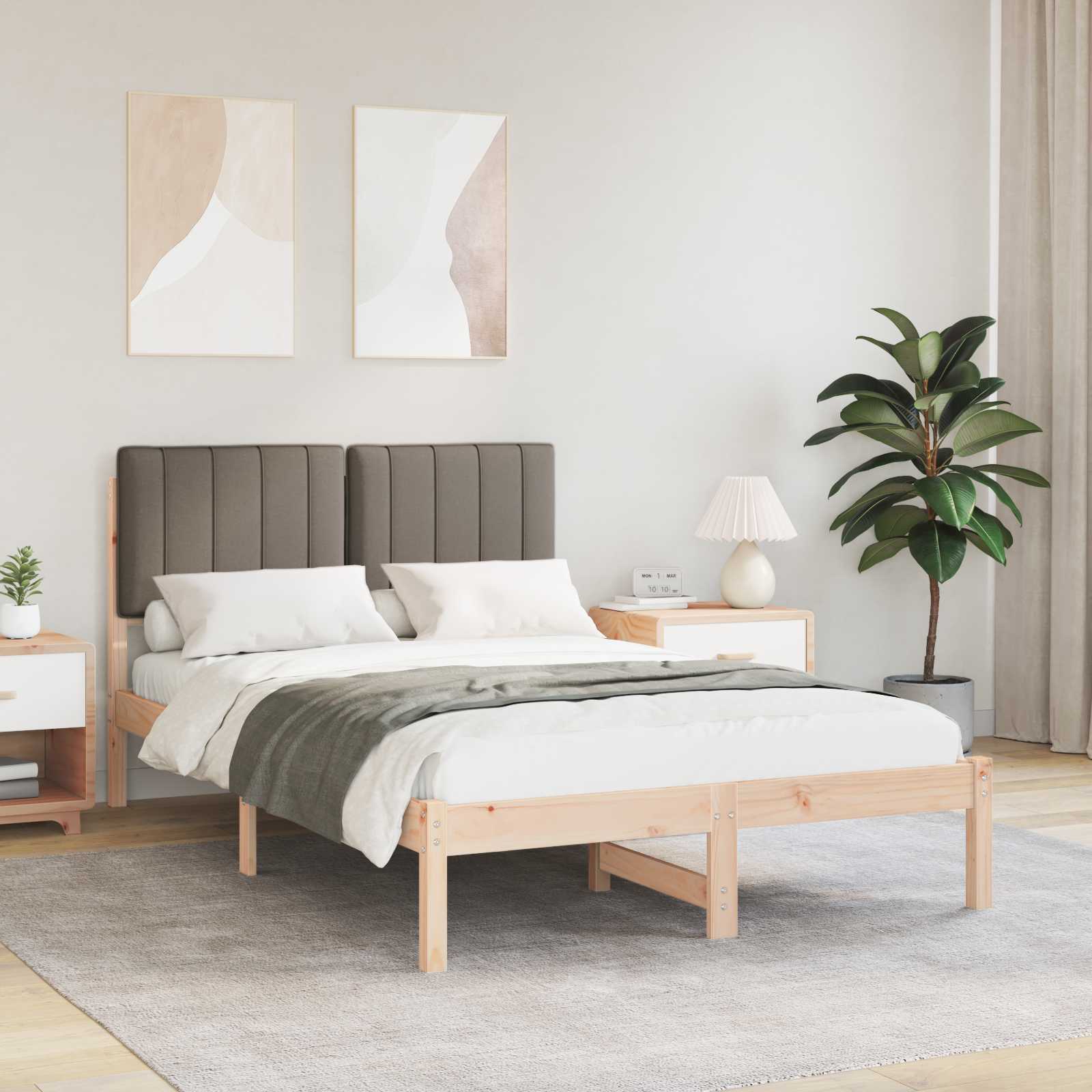 878052_1.jpg vidaXL Rám postele s čalúneným čelom Prírodná a taupe 120 x 200 cm – Obrázok 1