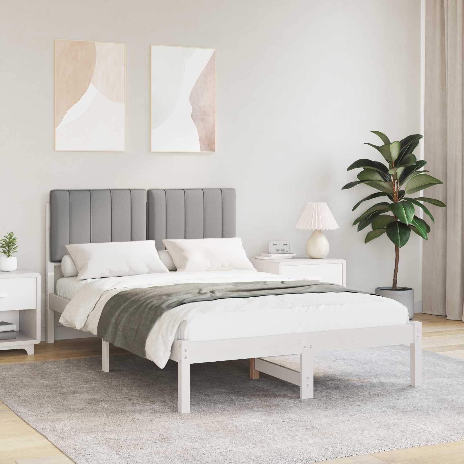 878053_1.jpg vidaXL Rám postele s čalúneným čelom Biela a svetlo šedá 120 x 200 cm – Obrázok 1