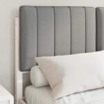 vidaXL Rám postele s čalúneným čelom Biela a svetlo šedá 120 x 200 cm – Obrázok 3