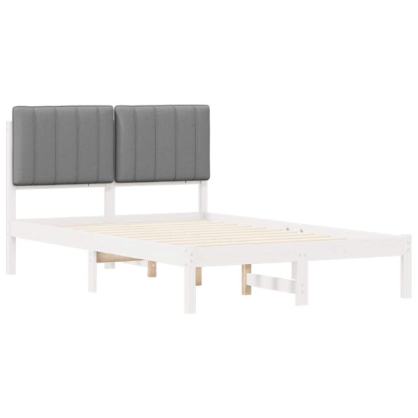 vidaXL Rám postele s čalúneným čelom Biela a svetlo šedá 120 x 200 cm – Obrázok 4