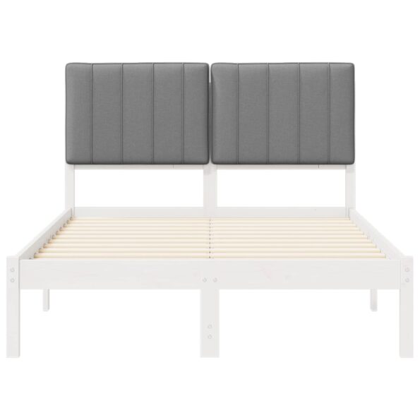 vidaXL Rám postele s čalúneným čelom Biela a svetlo šedá 120 x 200 cm – Obrázok 5