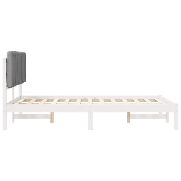 vidaXL Rám postele s čalúneným čelom Biela a svetlo šedá 120 x 200 cm – Obrázok 6