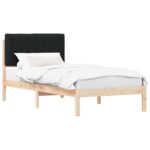 vidaXL Rám postele s čalúneným čelom Prírodná a čierna 90 x 200 cm – Obrázok 2