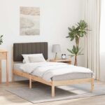 vidaXL Rám postele s čalúneným čelom Prírodná a taupe 90 x 200 cm
