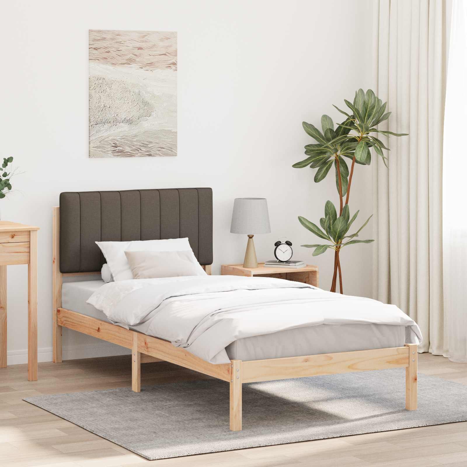 878077_1.jpg vidaXL Rám postele s čalúneným čelom Prírodná a taupe 90 x 200 cm – Obrázok 1