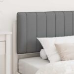 vidaXL Rám postele s čalúneným čelom Biela a svetlo šedá 90 x 200 cm – Obrázok 3