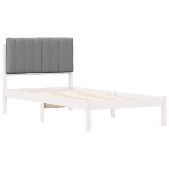 vidaXL Rám postele s čalúneným čelom Biela a svetlo šedá 90 x 200 cm – Obrázok 4