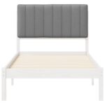 vidaXL Rám postele s čalúneným čelom Biela a svetlo šedá 90 x 200 cm – Obrázok 5