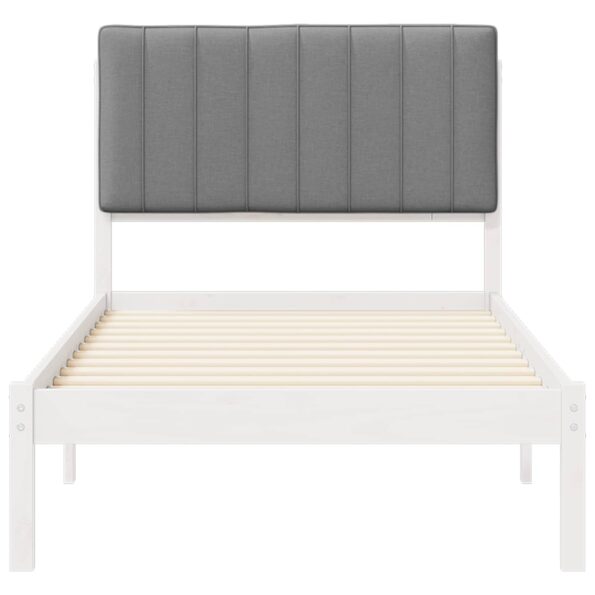 vidaXL Rám postele s čalúneným čelom Biela a svetlo šedá 90 x 200 cm – Obrázok 5