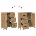 vidaXL Servírovacia skriňa so zásuvkou Remeselný Dub 69,5 x 34 x 90 cm – Obrázok 10